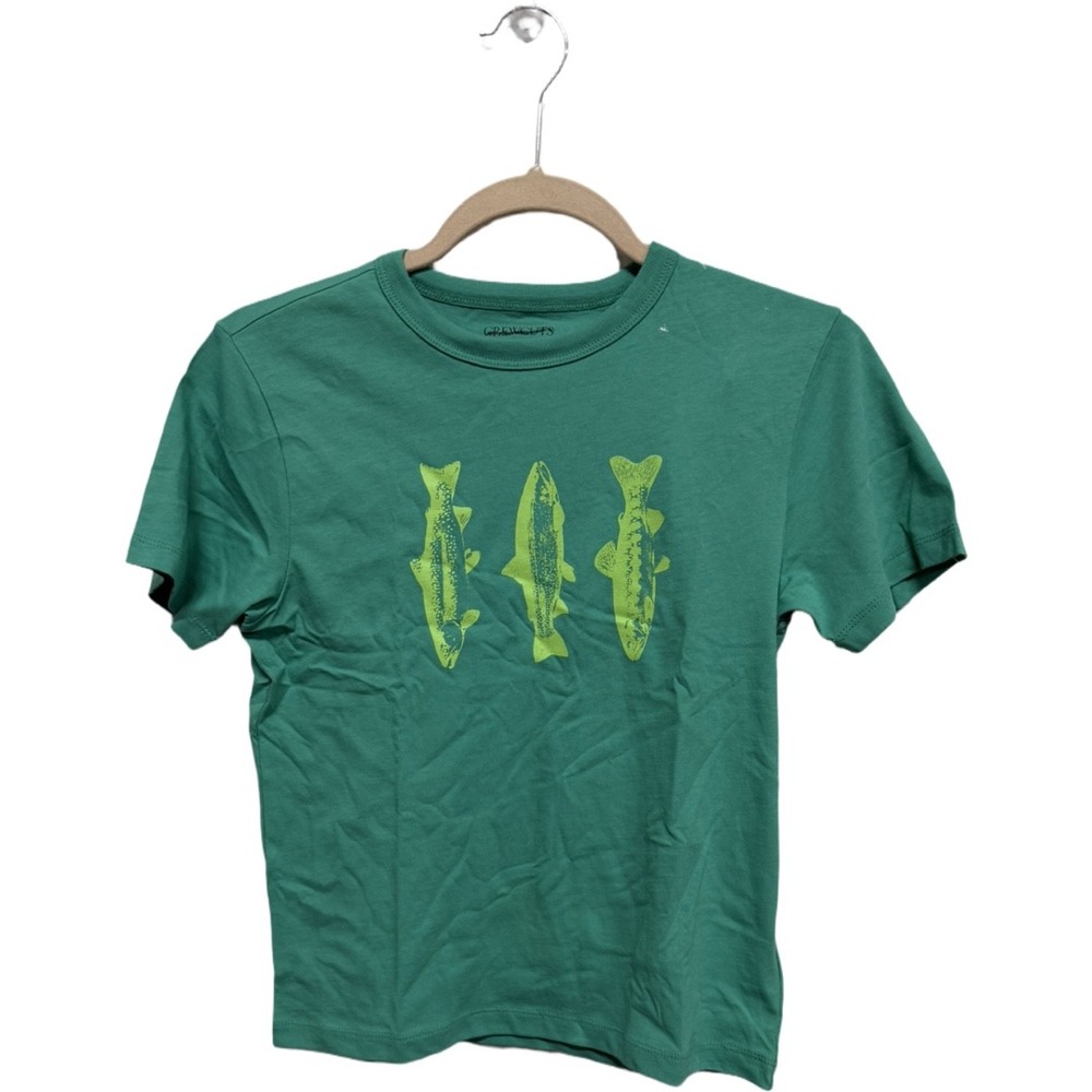 J.Crew Boys Fish Graphic T-Shirt Size M Green 100% Cotton NWT CT477